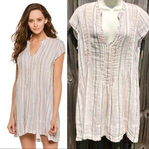 CP Shades Small Free People Linen Tunic Dress Top Striped White Pink Regina Mini